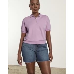 Everlane Women’s Organic Cotton Polo Shirt Pink Short Sleeve Pullover Top Sz S